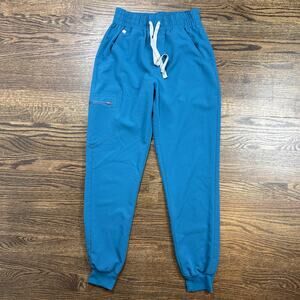 FIGS High Waisted Zamora Jogger Scrub Pants Womens‎ XS Blue Technical Collection